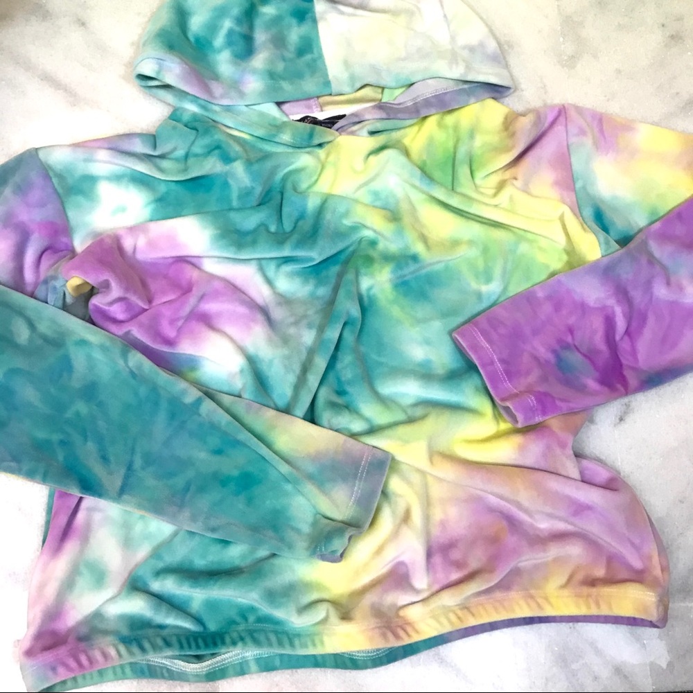 freshman • green purple tie dye velour hoodie xl